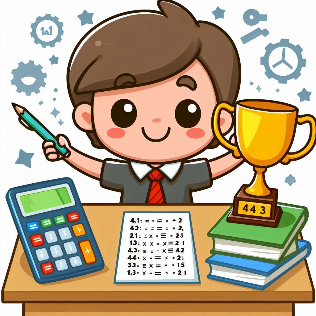 cartoon simplicity style math champion pupil